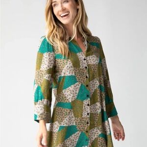 Natural Life Green and Tan Floral Dress